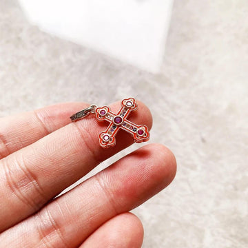 New Arrival Victorian Iconic Cross Charm Fine Jewellery  - Vintage Christian Rose Gold Gift in 925 Sterling Silver - The Jewellery Supermarket